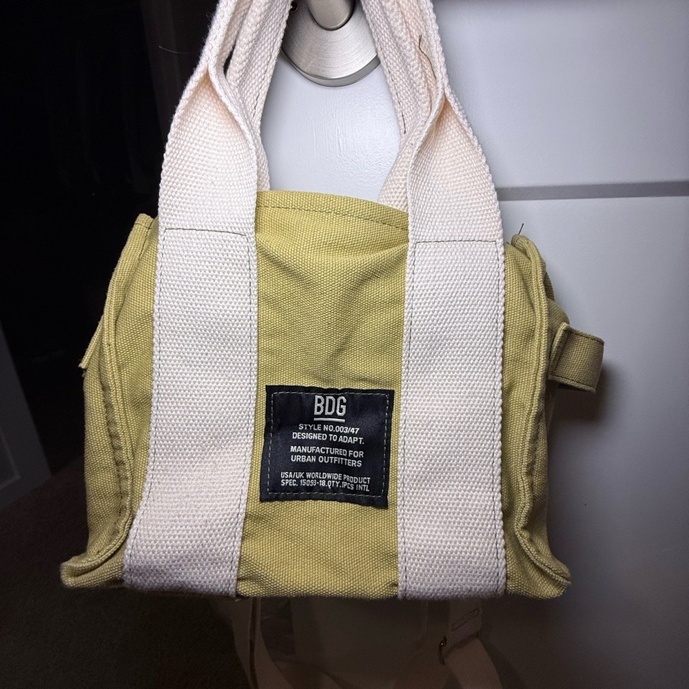 BDG Olive Canvas Tote with Cream Straps